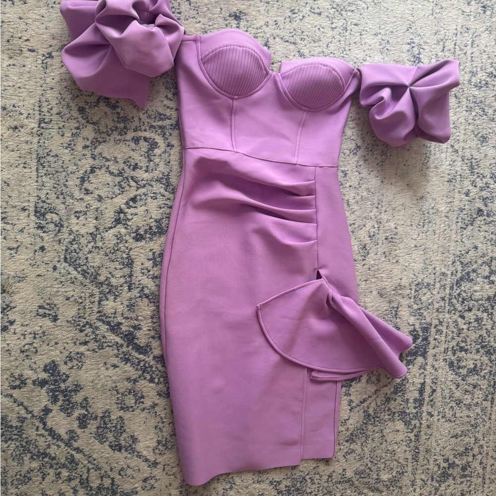 Elegant Lavender Off-Shoulder Dress. Worn once. Dry cleaned.